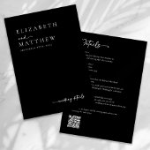 Carte D'accompagnement Mariage de code QR de script noir et blanc moderne