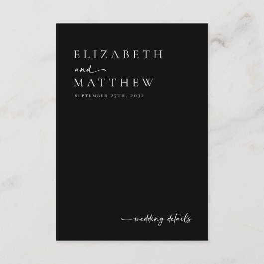 Carte D'accompagnement Mariage de code QR de script noir et blanc moderne (Dos)