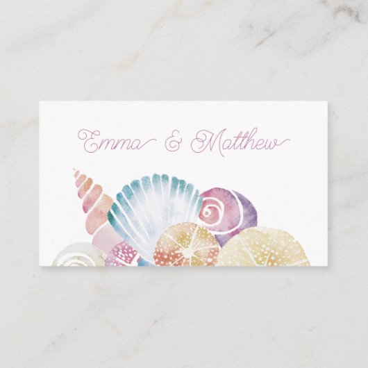 Carte D'accompagnement Mariage de code QR du coquillage d'aquarelle viole (Dos)