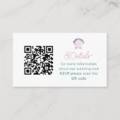 Carte D'accompagnement Mariage de code QR du coquillage d'aquarelle viole (Devant)