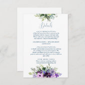 Carte D'accompagnement Mariage de code QR floral pourpre (Devant / Derrière)