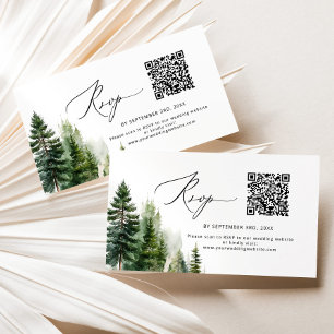 Carte D'accompagnement Mariage de code QR minimaliste de pins RSVP