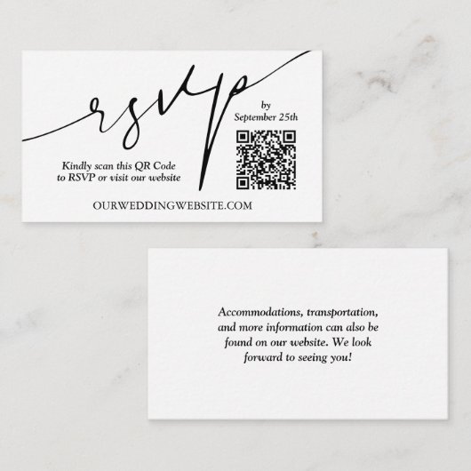 Carte D'accompagnement Mariage de code QR moderne (Devant / Derrière)