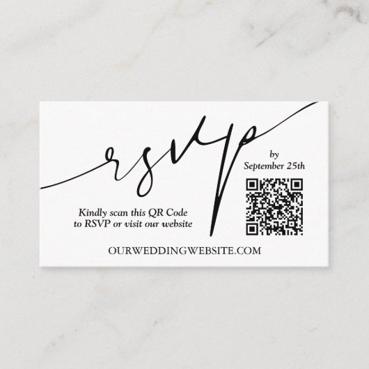 Carte D'accompagnement Mariage de code QR moderne (Devant)