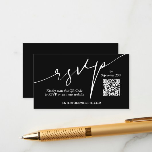 Carte D'accompagnement Mariage de code QR moderne (Devant/Arrière en situation)