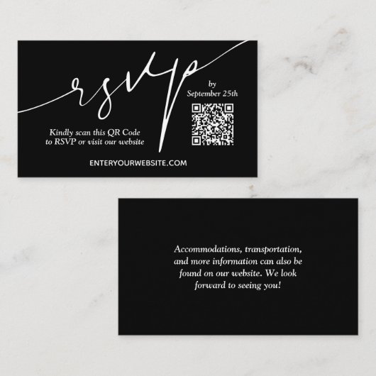 Carte D'accompagnement Mariage de code QR moderne (Devant / Derrière)