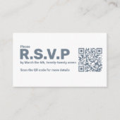 Carte D'accompagnement Mariage de code QR moderne bleu et blanc RSVP (Devant)