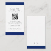 Carte D'accompagnement Mariage de code QR moderne bleu marine minimal (Devant / Derrière)