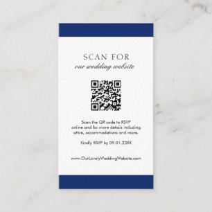 Carte D'accompagnement Mariage de code QR moderne bleu marine minimal