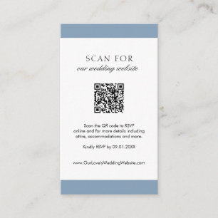 Carte D'accompagnement Mariage de code QR moderne bleu poussiéreux minima