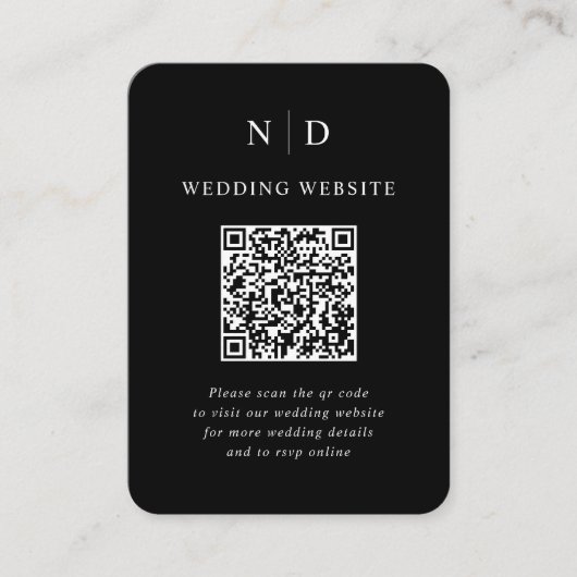 Carte D'accompagnement Mariage de code QR noir et blanc (Devant)