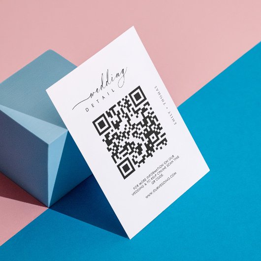 Carte D'accompagnement Mariage de code QR noir et blanc moderne