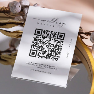 Carte D'accompagnement Mariage de code QR noir et blanc moderne