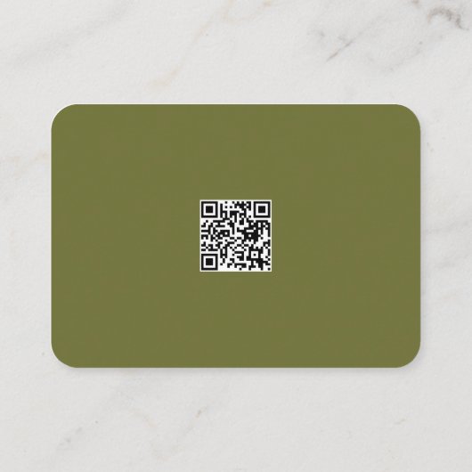 Carte D'accompagnement Mariage de code QR Olive Green & White Rose (Dos)