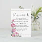 Carte D'accompagnement Mariage de code QR rose aquarelle (Debout devant)