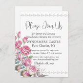 Carte D'accompagnement Mariage de code QR rose aquarelle (Devant / Derrière)