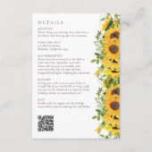 Carte D'accompagnement Mariage de code QR Rustique du tournesol floral (Devant)