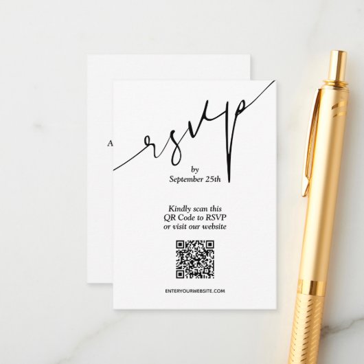 Carte D'accompagnement Mariage de code QR simple (Devant/Arrière en situation)