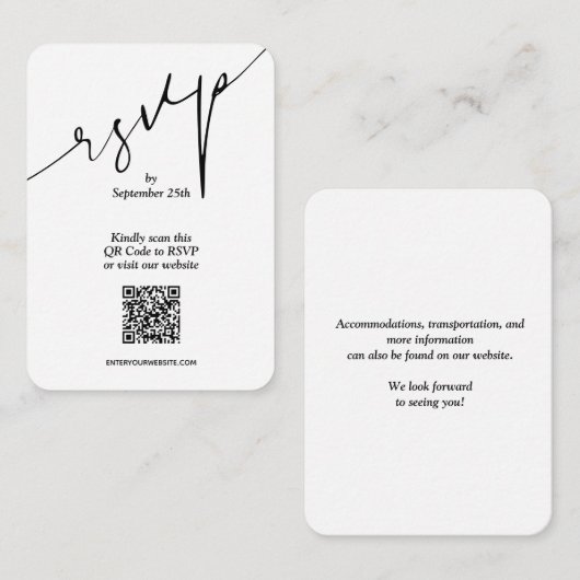 Carte D'accompagnement Mariage de code QR simple (Devant / Derrière)
