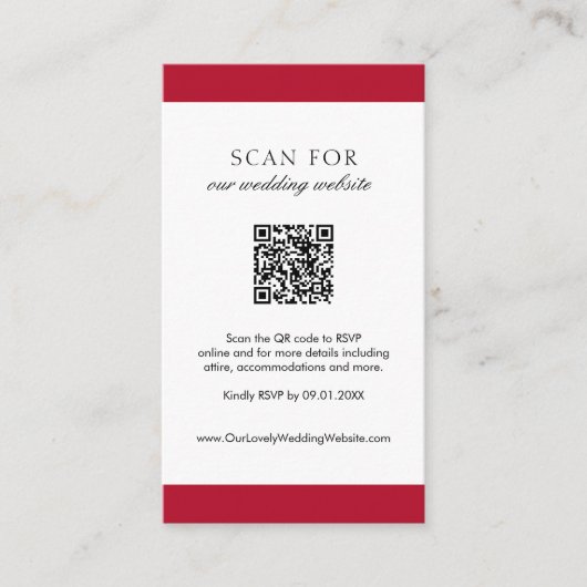 Carte D'accompagnement Mariage de code QR simple et moderne (Devant)