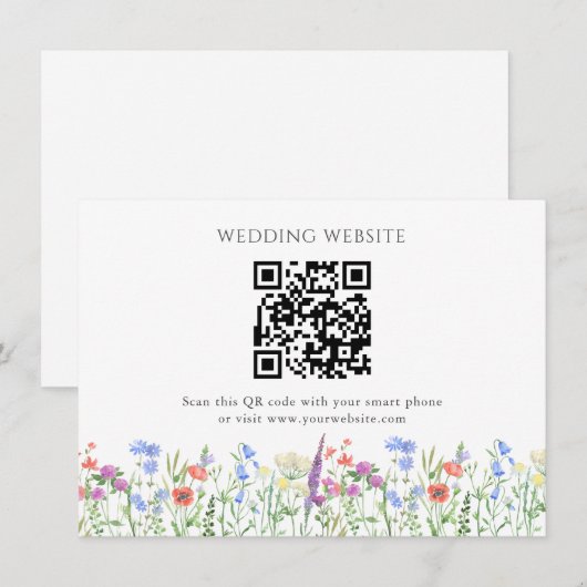 Carte D'accompagnement Mariage de code QR simple Fleur sauvage (Devant / Derrière)