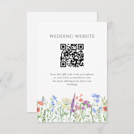 Carte D'accompagnement Mariage de code QR simple Fleur sauvage (Devant / Derrière)