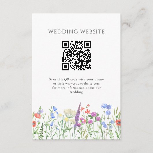 Carte D'accompagnement Mariage de code QR simple Fleur sauvage (Devant)