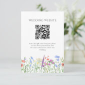 Carte D'accompagnement Mariage de code QR simple Fleur sauvage (Debout devant)