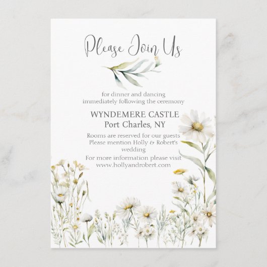 Carte D'accompagnement Mariage de code QR White Daisy (Devant)