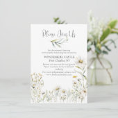 Carte D'accompagnement Mariage de code QR White Daisy (Debout devant)