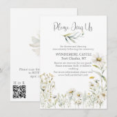 Carte D'accompagnement Mariage de code QR White Daisy (Devant / Derrière)