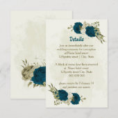 Carte D'accompagnement mariage de couleur beige turquoise détails (Devant / Derrière)