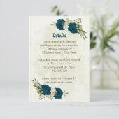 Carte D'accompagnement mariage de couleur beige turquoise détails (Debout devant)