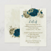 Carte D'accompagnement mariage de couleur beige turquoise détails (Devant / Derrière)