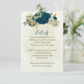 Carte D'accompagnement mariage de couleur beige turquoise détails (Debout devant)