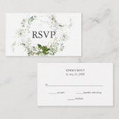 Carte D'accompagnement Mariage de couronne verte RSVP (Devant / Derrière)