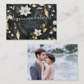 Carte D'accompagnement Mariage de couronnes florales d'or blanc (Devant / Derrière)