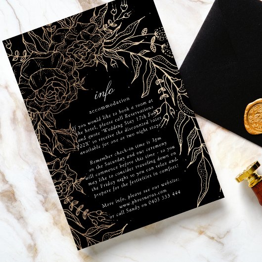 Carte D'accompagnement Mariage de courroie de fleurs d'or à édition Premi