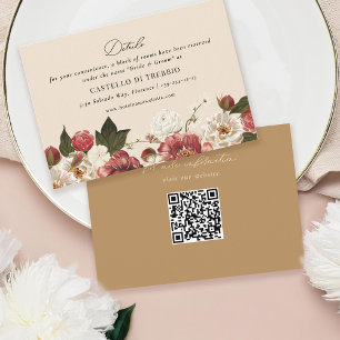 Carte D'accompagnement Mariage de crème florale peinte romantique