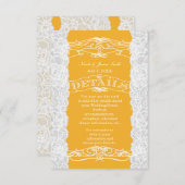 Carte D'accompagnement Mariage de dentelle jaune et blanc informations dé (Devant / Derrière)