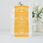 Carte D'accompagnement Mariage de dentelle jaune et blanc informations dé (Debout devant)