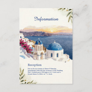 Carte D'accompagnement Mariage de destination à Santorin bleu aquarelle