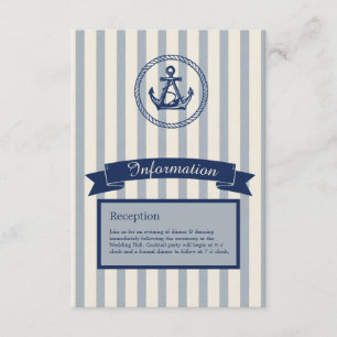 Carte D'accompagnement Mariage de destination maritime à rayures d'ancre