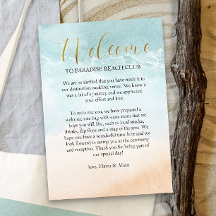 Carte D'accompagnement Mariage de destination sur la plage de bienvenue