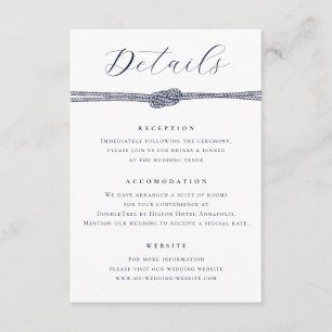 Carte D'accompagnement Mariage de détails élégant du noeud de corde nauti