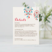 Carte D'accompagnement Mariage de Dreamcatcher en plumes de la tribu Boho (Debout devant)
