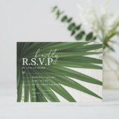 Carte D'accompagnement Mariage de feuille de palme tropicale RSVP (Debout devant)
