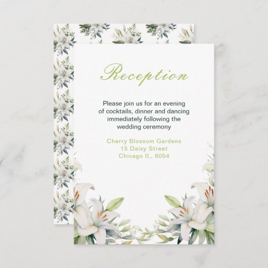 Carte D'accompagnement Mariage de fleurs blanches (Devant / Derrière)