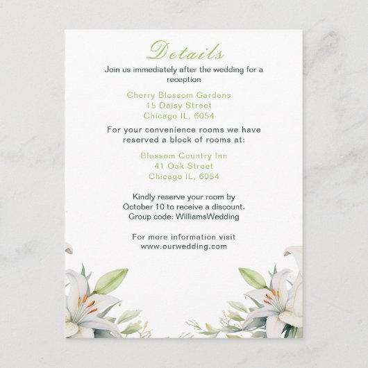 Carte D'accompagnement Mariage de fleurs blanches (Devant)