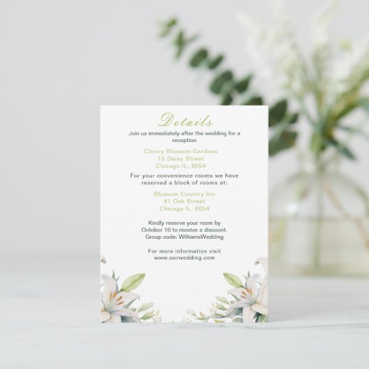 Carte D'accompagnement Mariage de fleurs blanches (Debout devant)